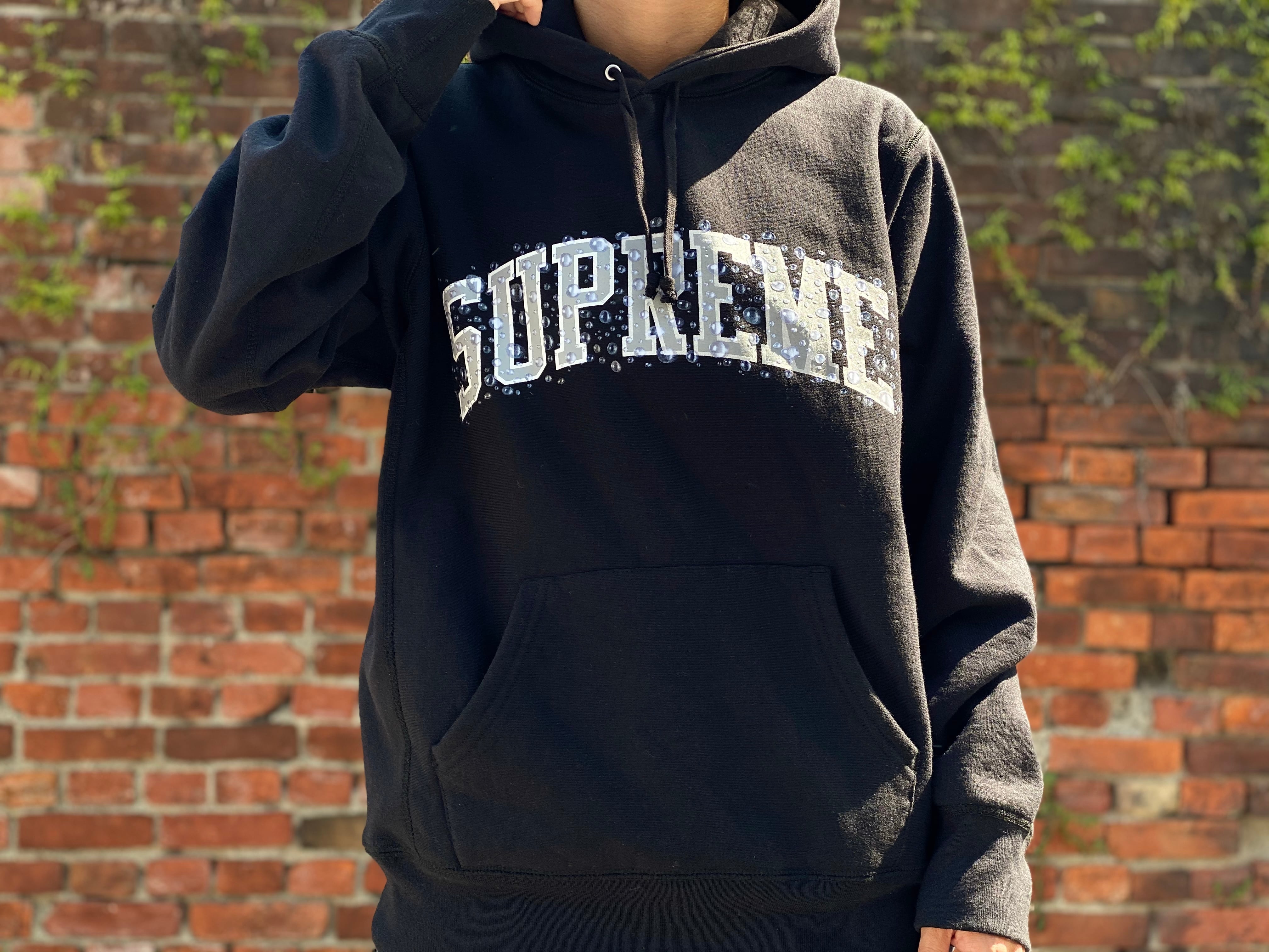 Supreme 18AW WATER ARC HOODED SWEATSHIRT BLACK MEDIUM 140ID4330  