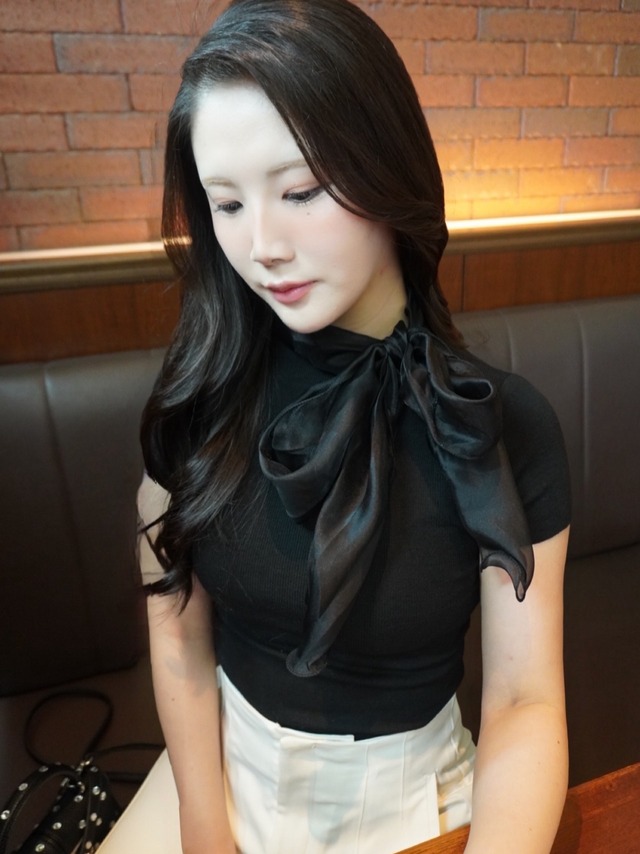 satin blous ribbon knit