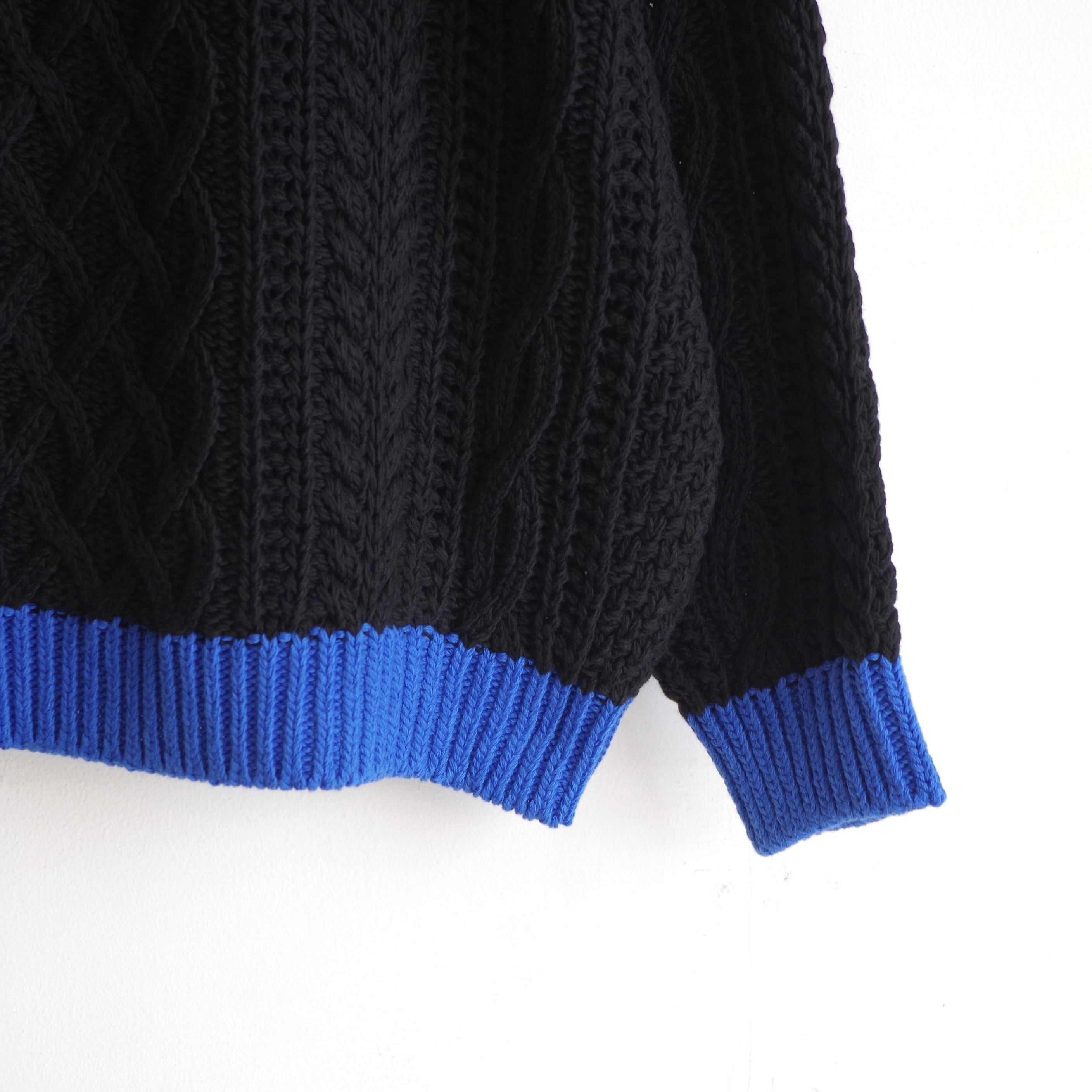 TRANSPORT フィッシャーマンニットL トランスポート フラグメント TRANSPORT FISHERMAN KNIT BLACK | EACHTIME. / EZ DO MARKET