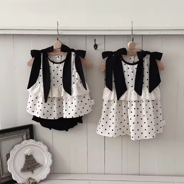 肩リボンドットワンピースorセットアップ