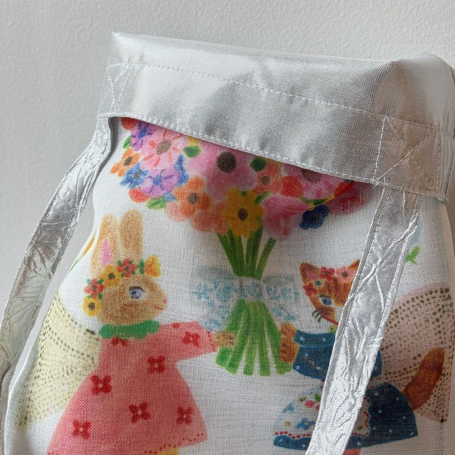 【Aiko Fukawa】BOIL LAYERED MINI TOTE BAG ボイル生地 レイヤード ミニトートバッグ -BOUQUET- RABBIT & CAT