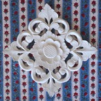 ブロックプリント生地【50cm単位】インド綿  ストライプ柄 ブルー×赤×白 #47098-BL2