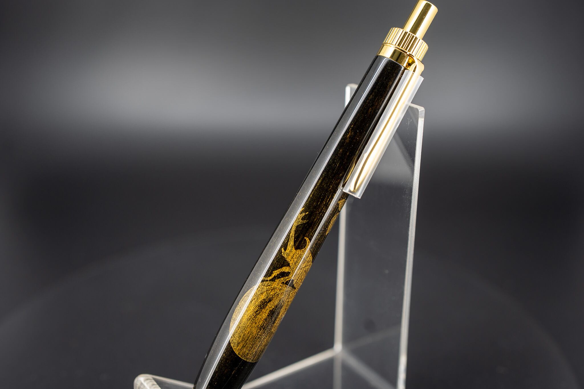 漆黒の銘木】 黒檀 真黒 沈金 gold BP | 木軸ペン工房 金杢犀
