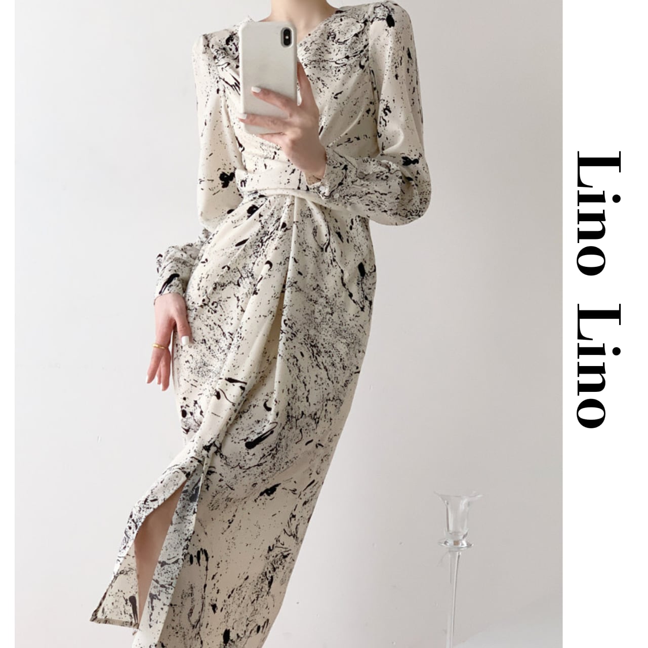 Drape Midi-Length Long Sleeve Onepierce L00858