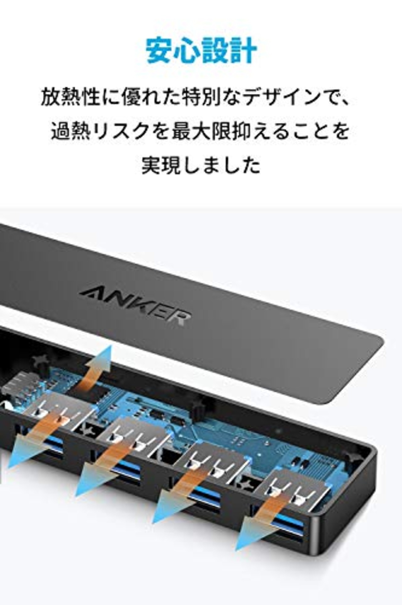 Anker USB3.0 ウルトラスリム 4ポートハブ USB ハブ 60cm ケーブル 5Gbps高速転送 バスパワー 軽量 コンパクト MacBook/iMac/Surface Pro 等 ノートPC 他対応 USBハブ テレワーク リモート 在宅勤務