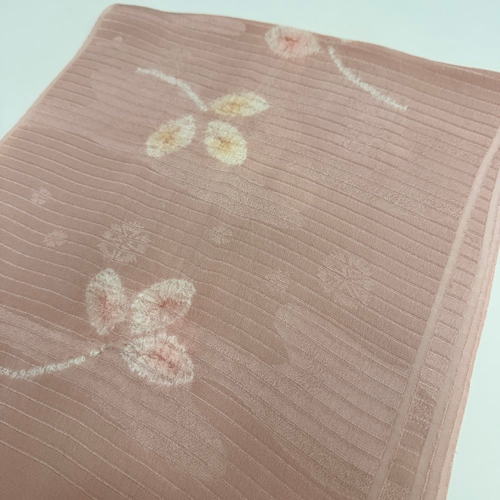 夏帯揚げ 新品 夏用 帯揚 ピンク 小紋 紬 訪問着 普段着用 礼装用 正絹 絹100% 和装小物 5738