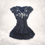 森ガール フェアリーグランジ 刺繍フリルドットチュニック