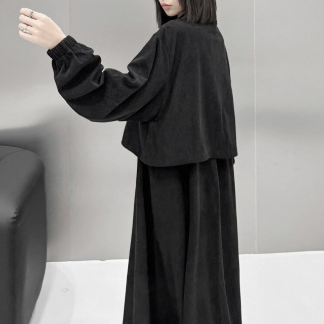 Corduroy long jacket C0585