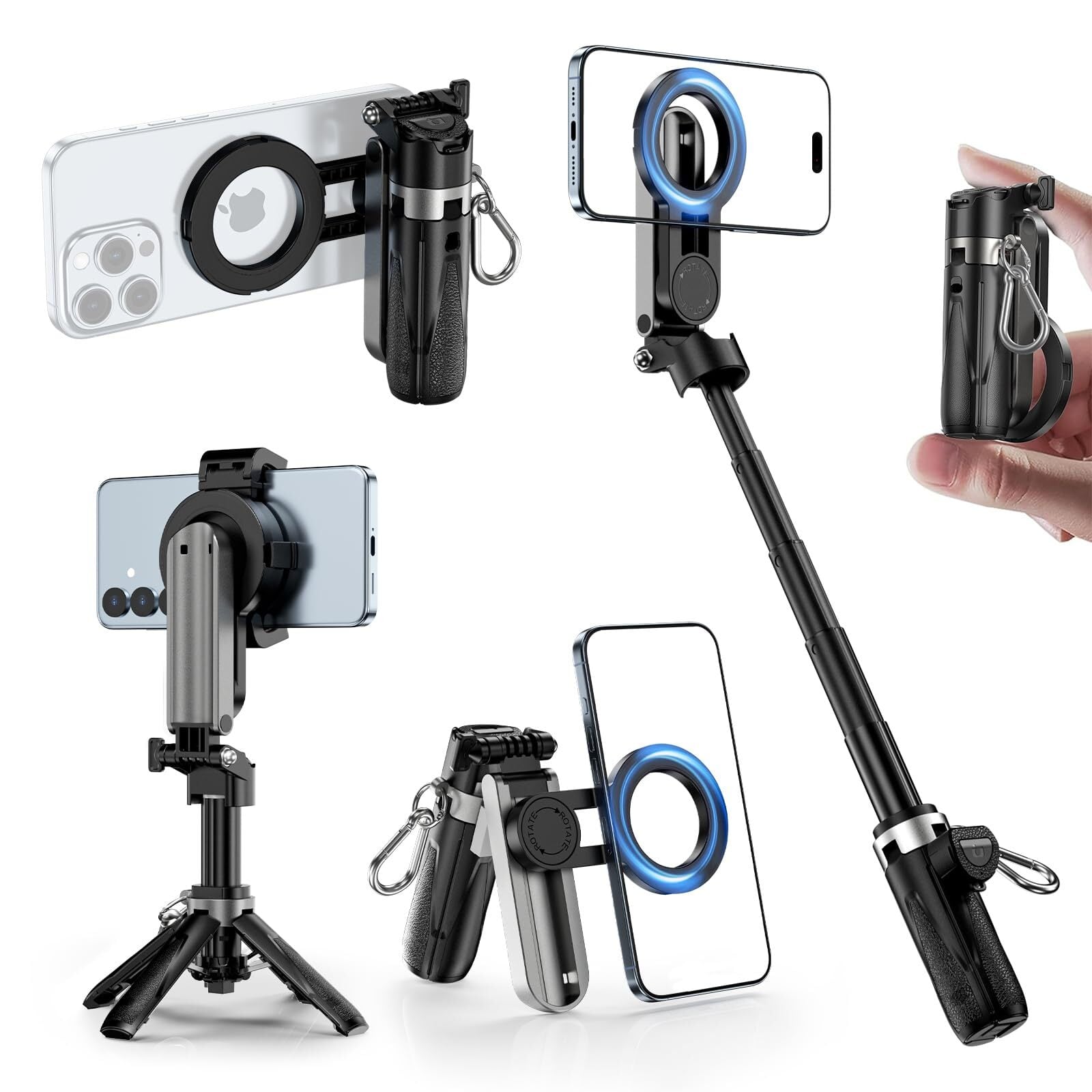 マグネット自撮りグリップ Bluetooth iPhone用 一眼風カメラ操作 マグネット自撮りグリップ Bluetooth iPhone用 一眼風カメラ操作