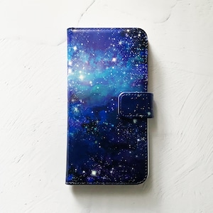 星と銀河の宇宙柄 手帳型 iPhoneケース スマホケース 全機種対応