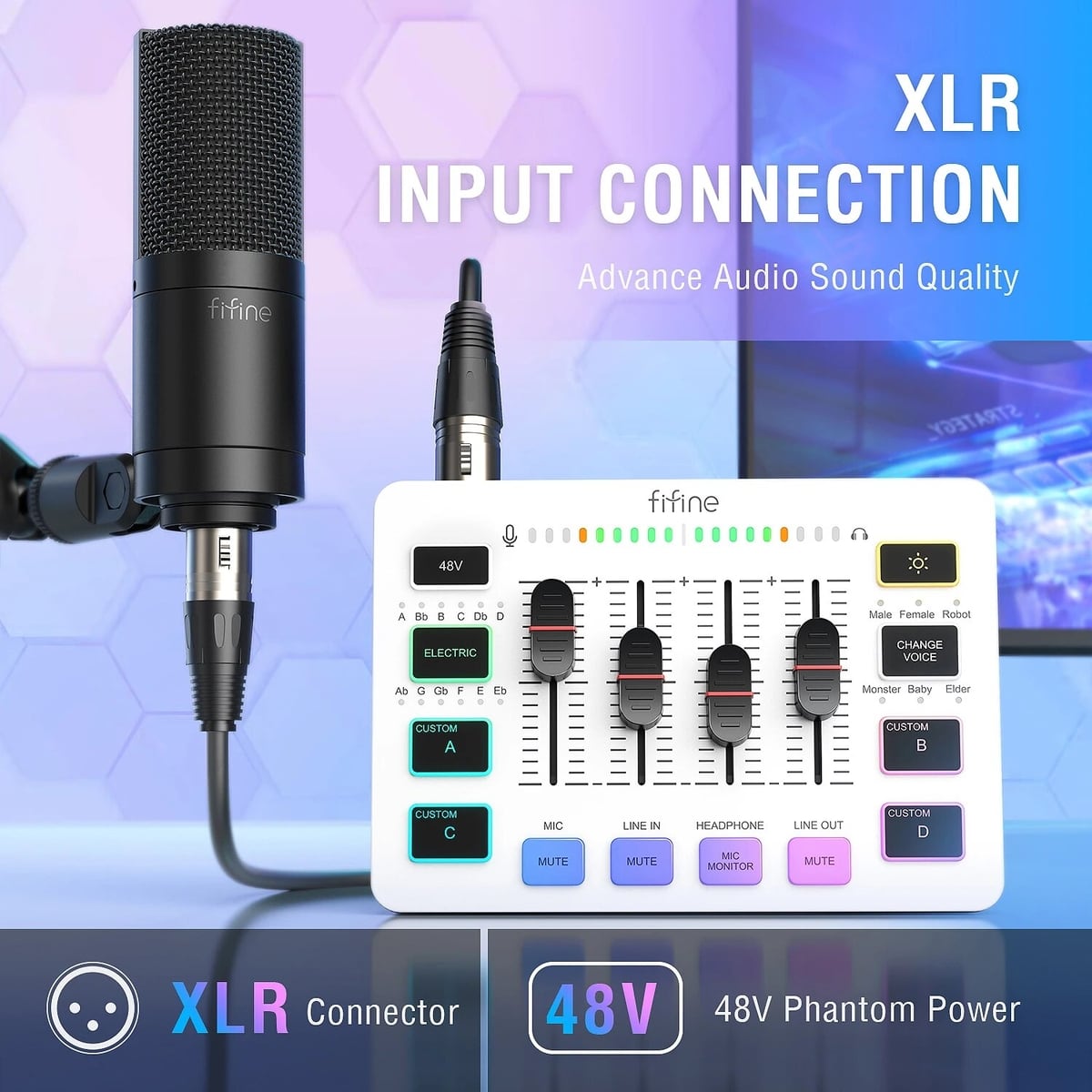 オーディオミキサー XLR ボイスチェンジャー ゲーミング fifine SC3