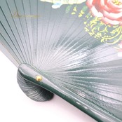 フラメンコ アバニコ 扇子 小物 小道具 2点 セット 23cm グリーン系 緑 ブラウン系 茶色 花柄 アクセサリー 練習 舞台 発表会 イベント 花模様 デザイン おしゃれ エレガント 装飾