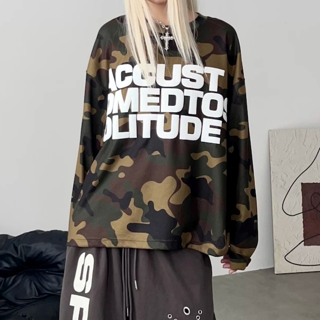 カモフラビッグレタリングロングスリーブTシャツ 1col R02818