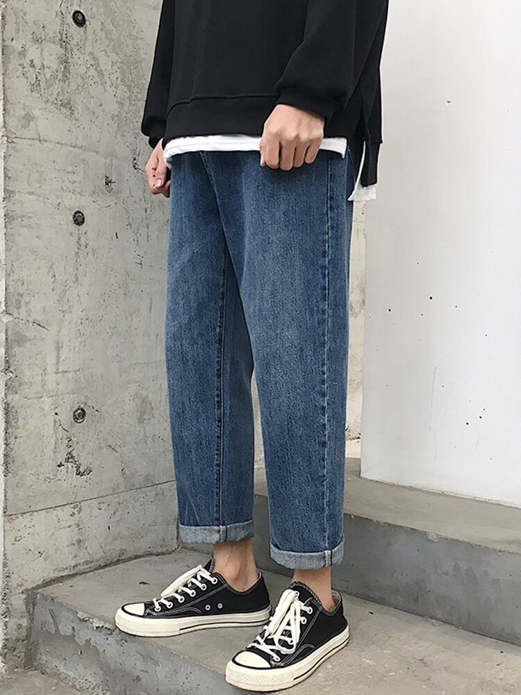 全2色 デニム パンツ ストレート カジュアル ダメージ おしゃれ