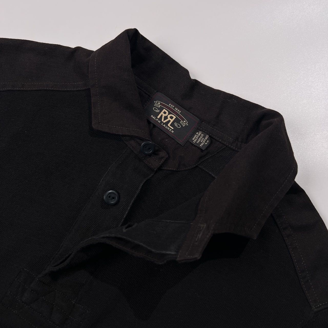 RRL ダブルアールエル 切替 長袖 ラガーシャツ サイズ S /ブラック/メンズ/ラルフローレン