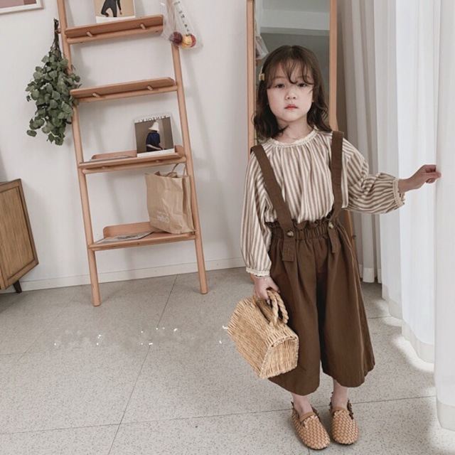 【ナチュラルテイスト★ワイドパンツ サロペット】 サロペット 女の子 パンツ ワイドパンツ ボトムス キッズ 子供服 オールインワン ナチュラル かわいい ブラウン ベージュ 綿 ボタン付き ガウチョ キッズ 春夏 秋 100cm 105cm 110cm 115cm 120cm 125cm 130cm 送料無料