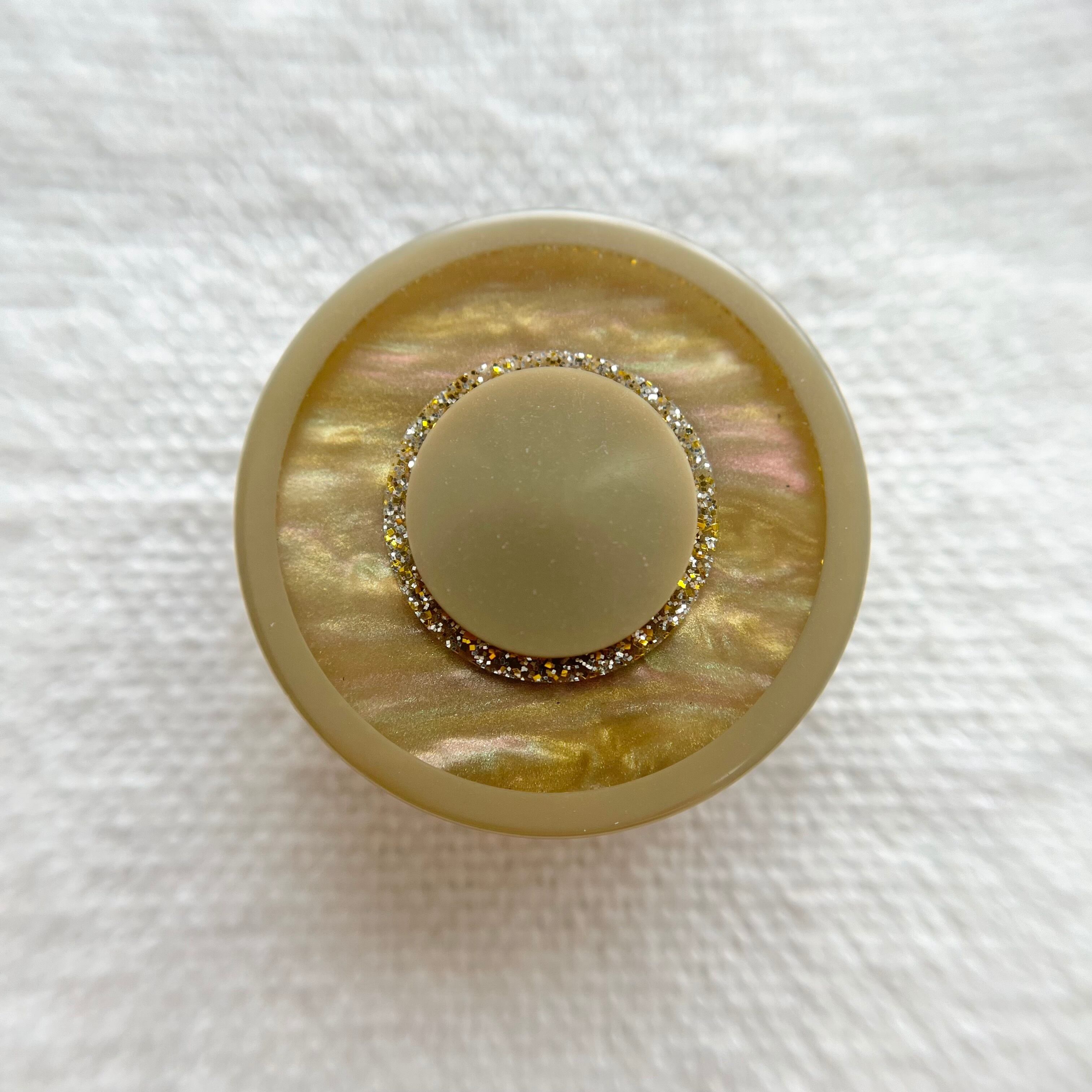 グリッターリング×偏光ベージュマーブル 23㎜