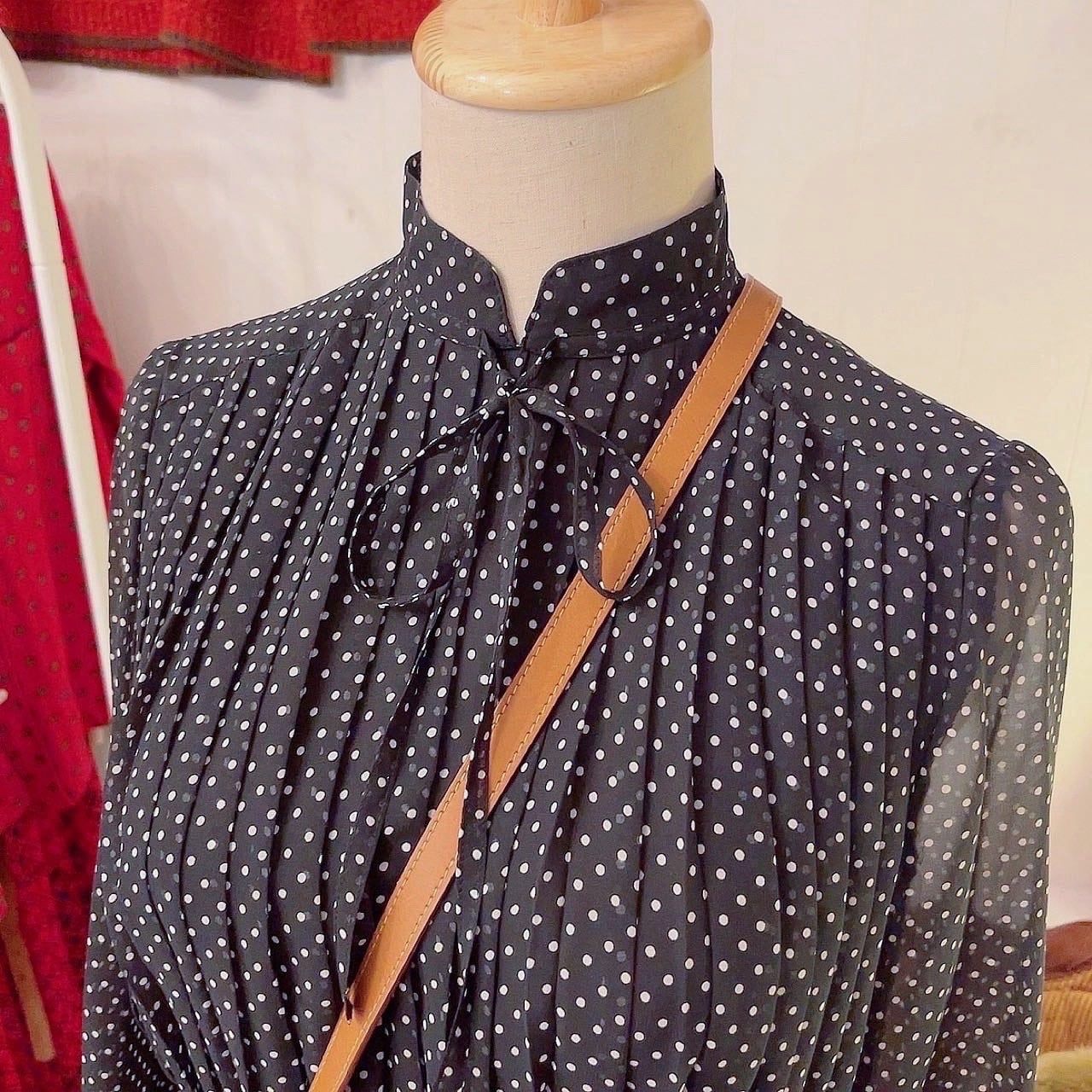 white dot pleats sheer one-piece