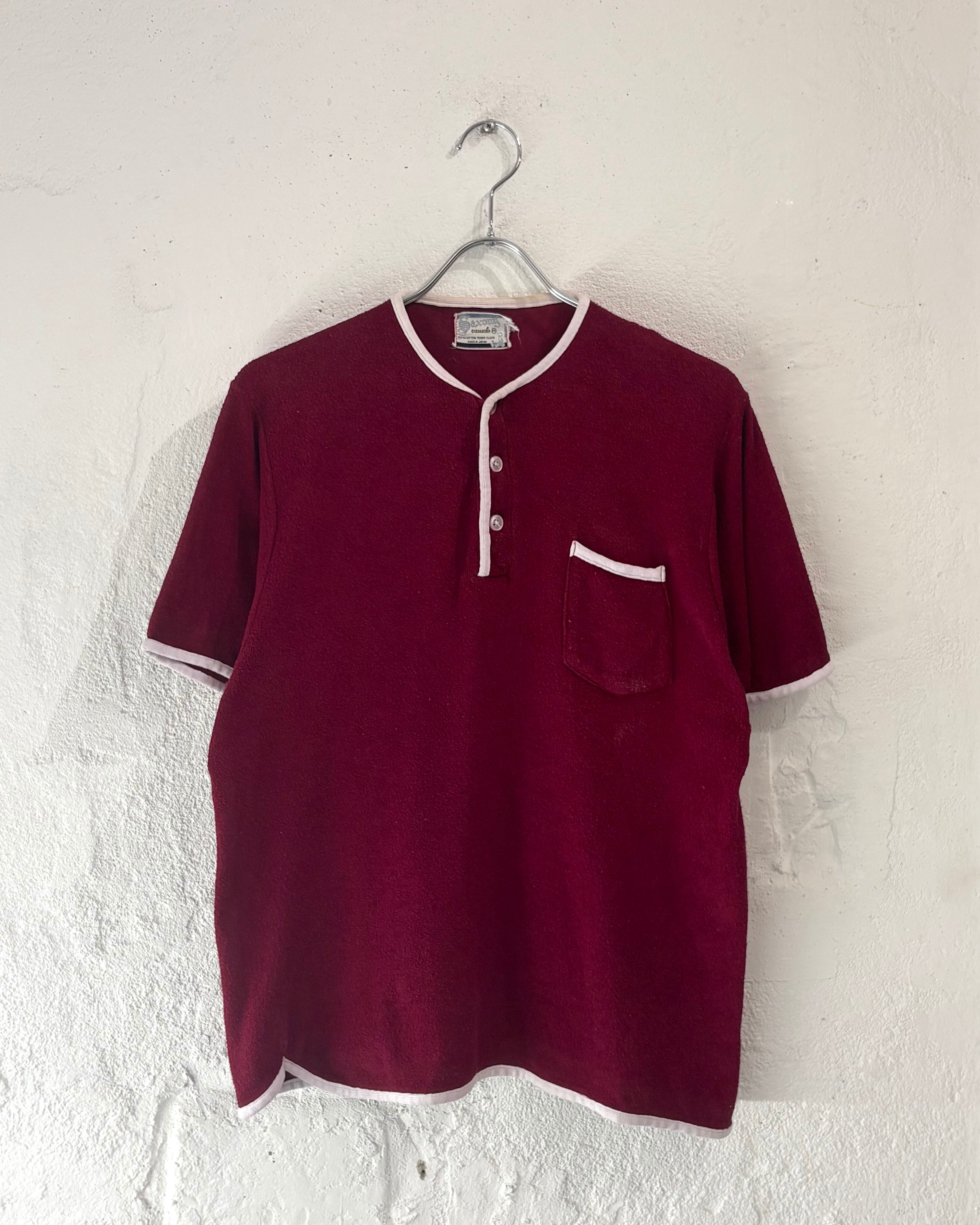 ~70s Saxony "Pile" S/S Henry-Neck Tee JAPAN製