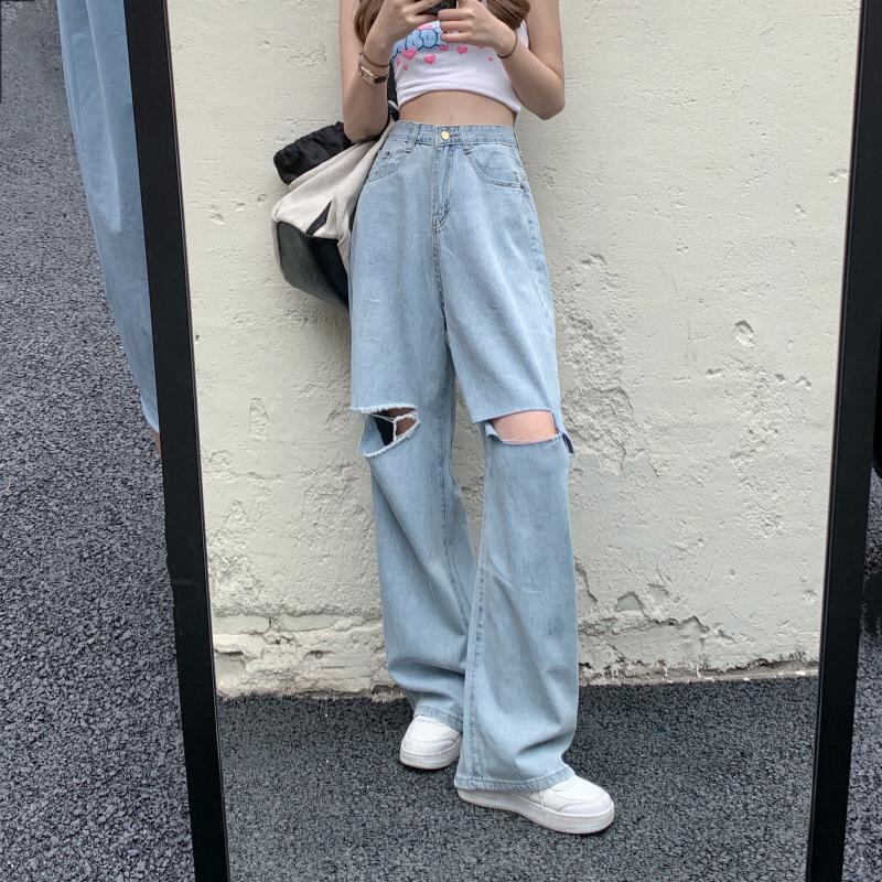 ルーズジーンズ レディースサマーハイウェストウェストスリムパンツ 薄手カジュアル 夏物 ケッペル53716654102