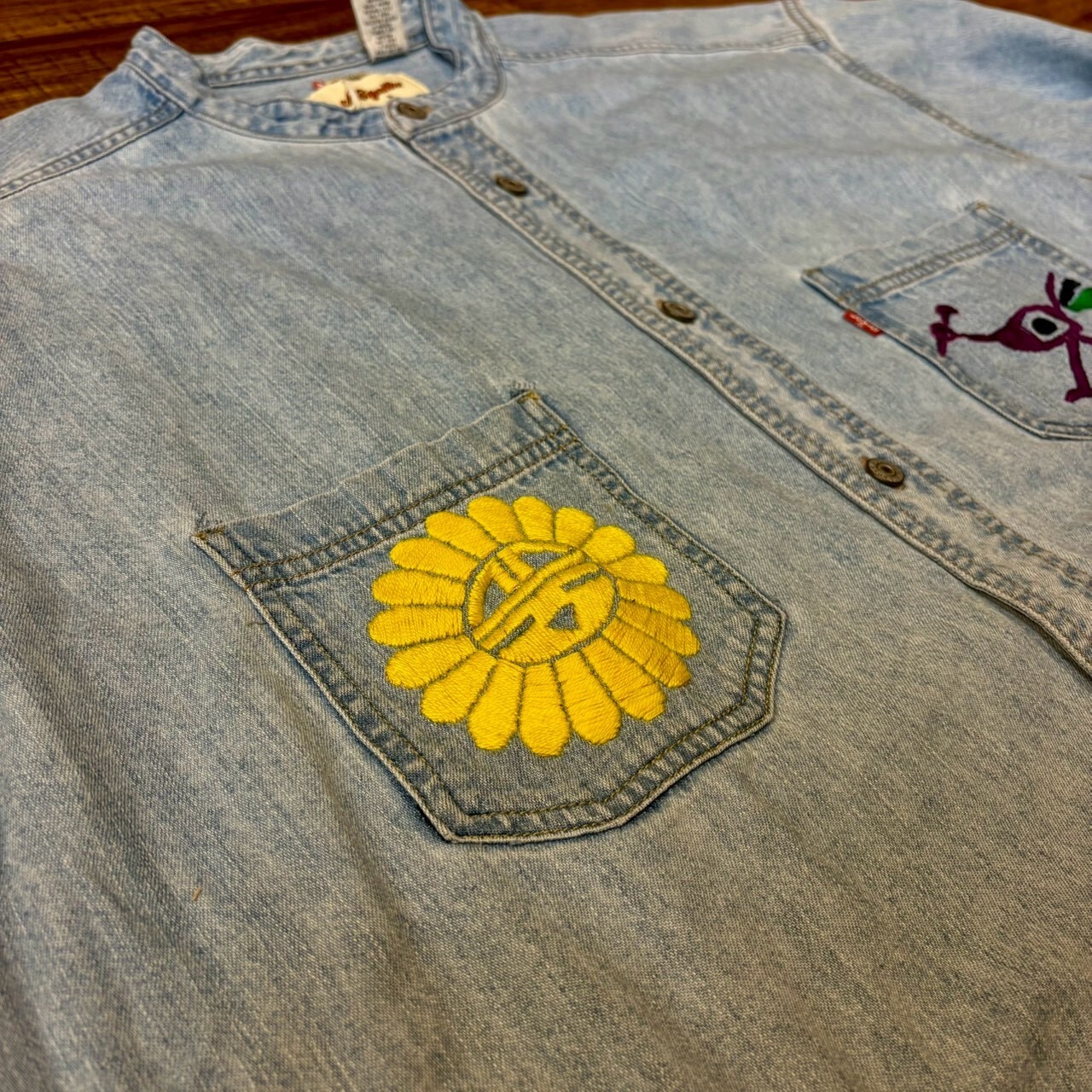 ナスングワム【Nasngwam】Indian motif Denim Shirt　XLサイズ - 3