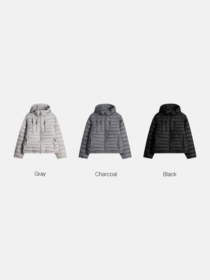 Lightweight Cropped Hooded Puffer Jacket (3color)