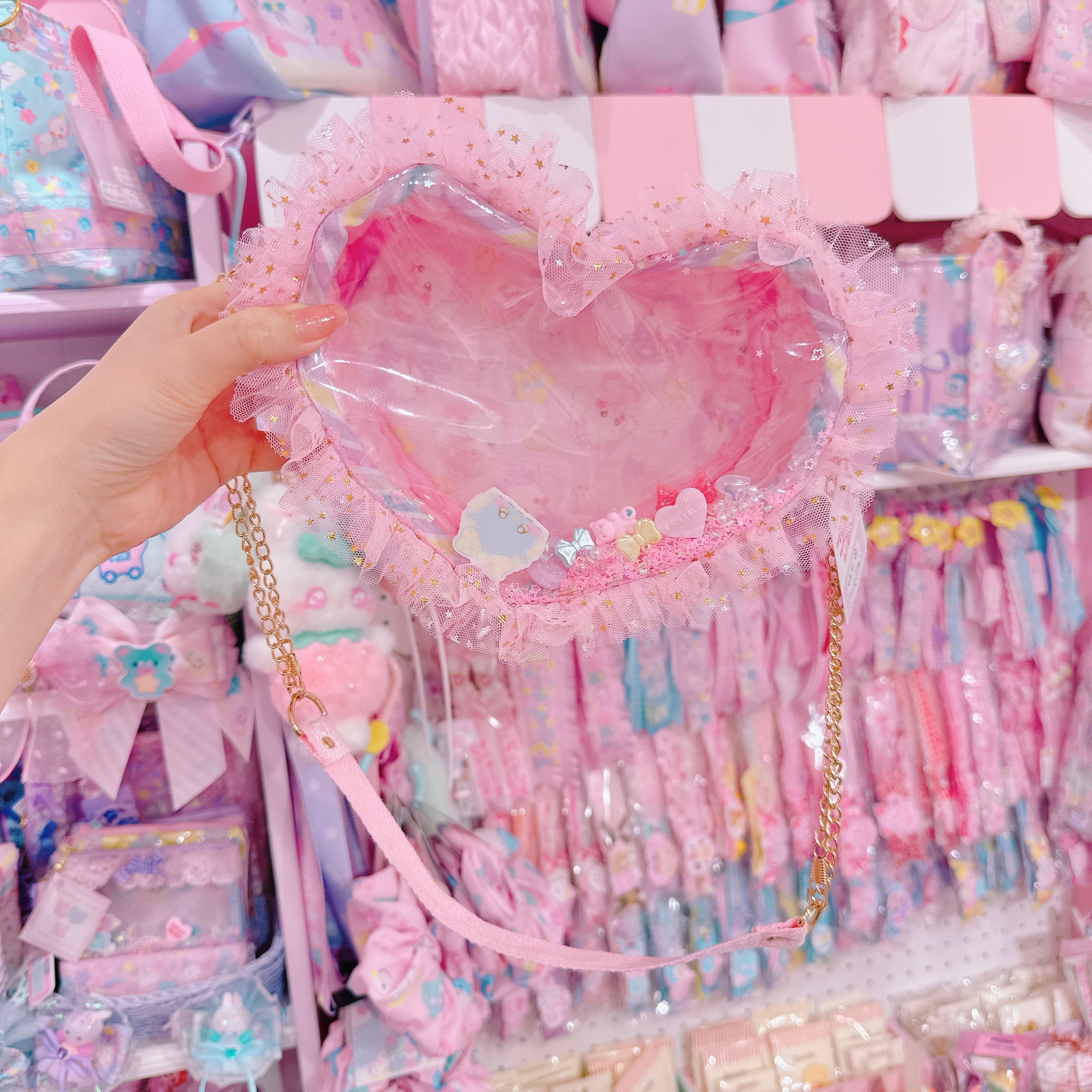 【D8】81-26ぬいぐるみフリルハートポシェット