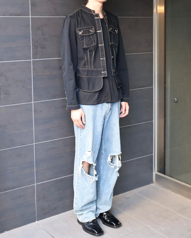 damage straight denim pants
