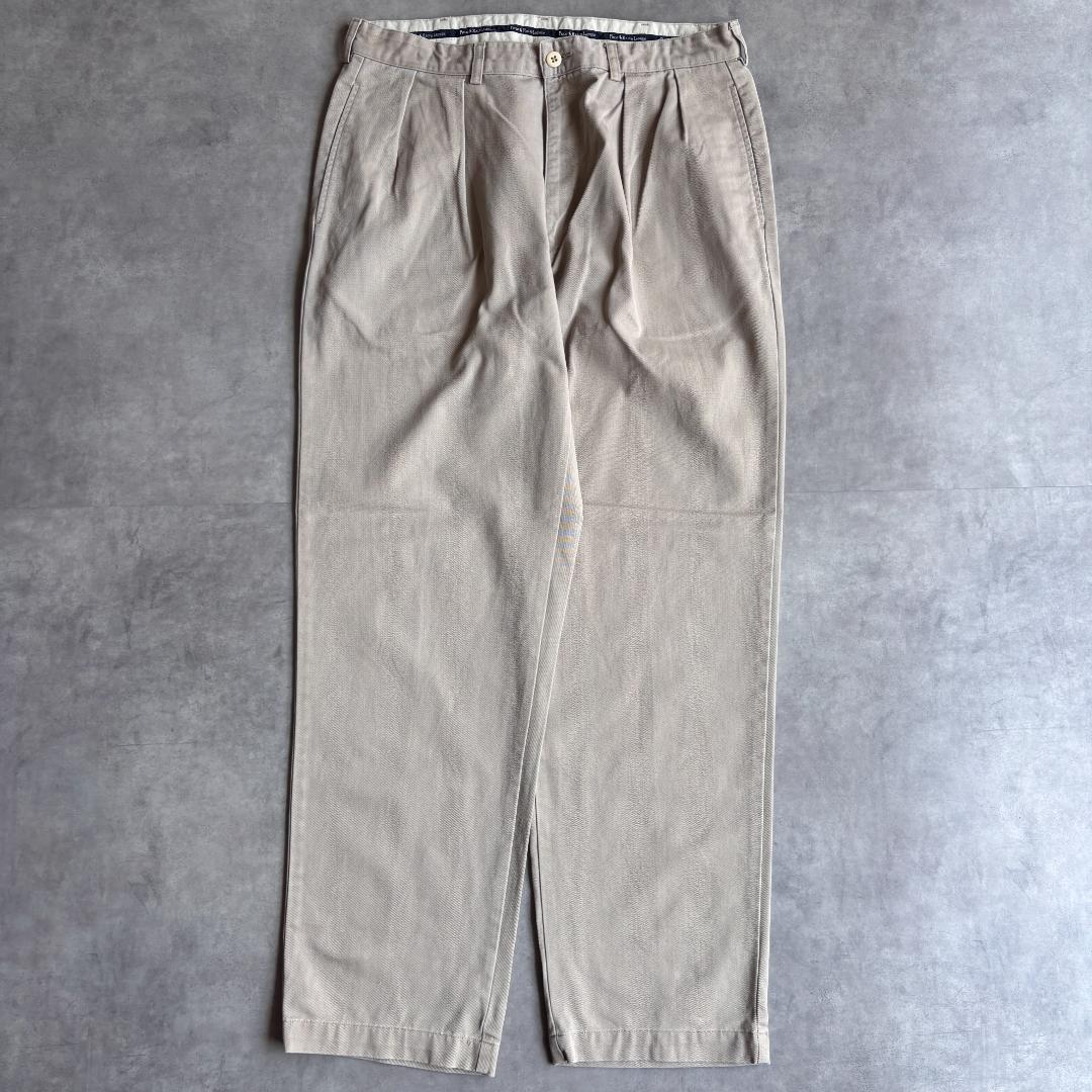 ポロラルフローレン W36 ポロチノ チノパン タック 古着 90s 22449
