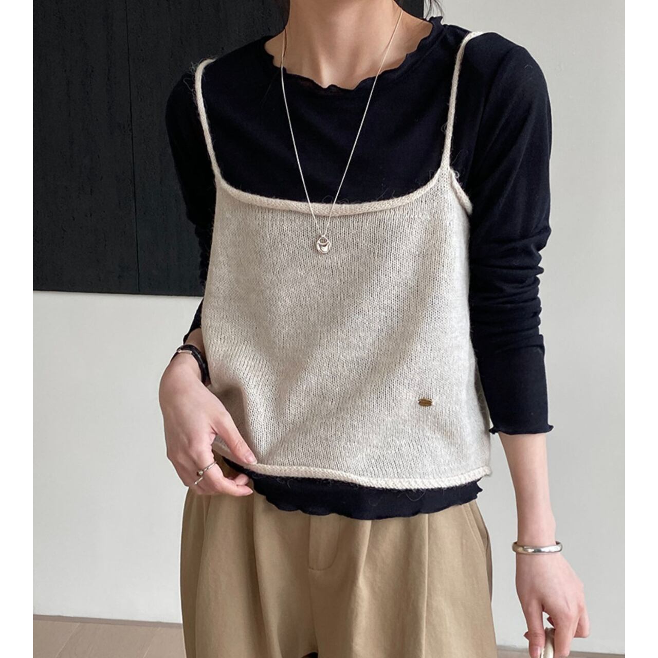 ライトカラーニットキャミソール　a0452