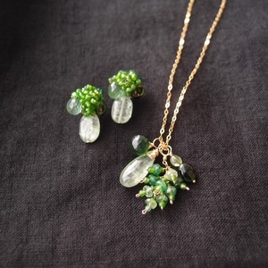 Necklace Charm Set【K14gf】Green Kyanite × Garnet × Chromediopside × Serpentine