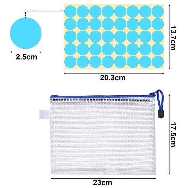 AUGSHYO カラーラベル 丸型 1280片入り 丸シール 25mm 32シート 16色 ステッカー ファイル袋付き 事務用品 オフィス用
