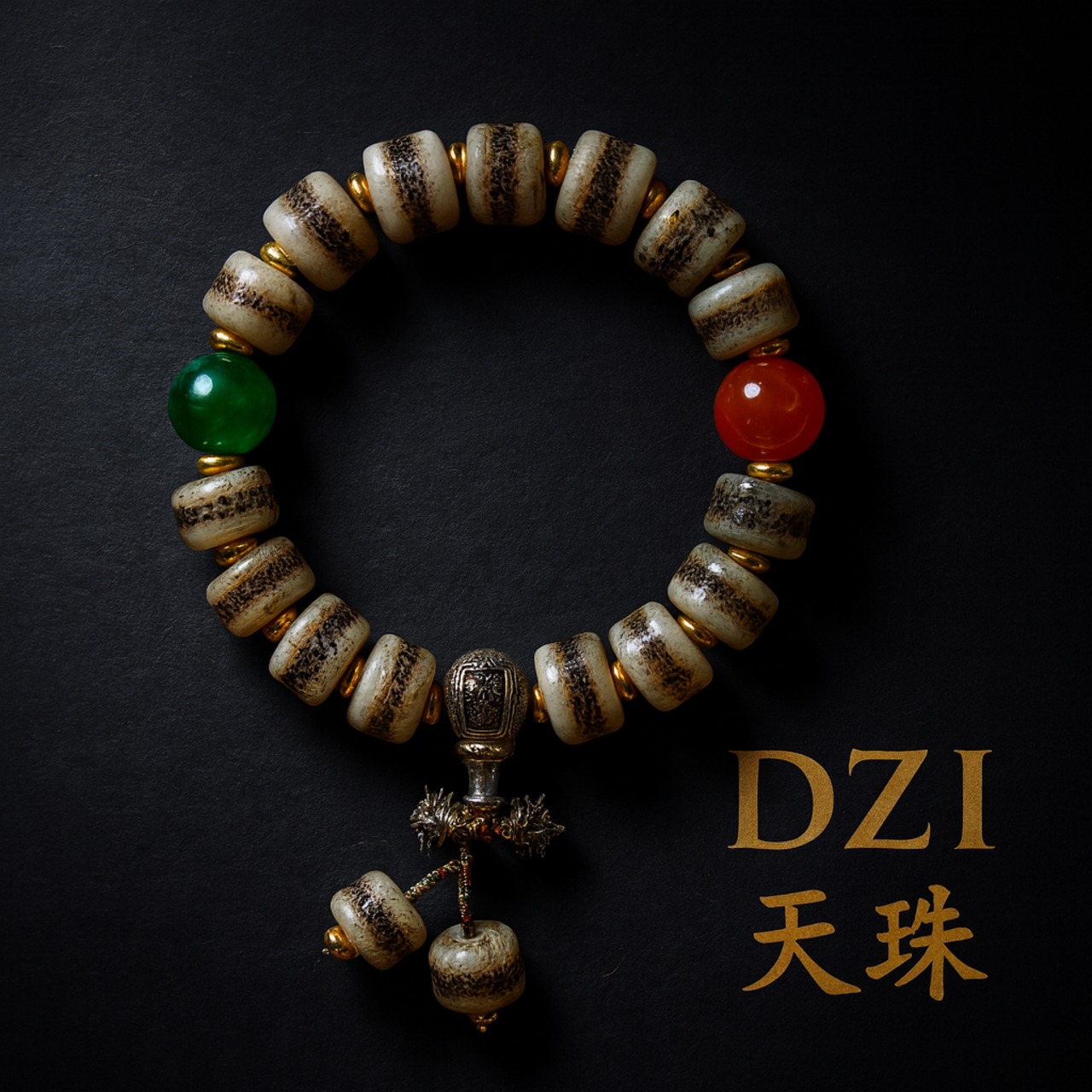 深紅の輝きが心身を整える癒しのストーン | MIKI-JEWELRY レッドヒーリング天珠ブレスレット | Red Healing Dzi Bracelet