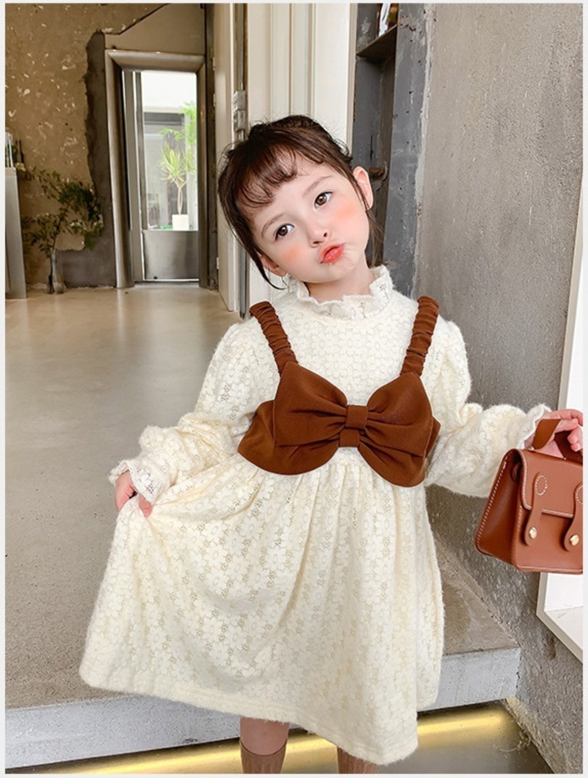 韓国子供服☆キャミ付き ひざ丈ナチュラル ワンピース】フレア 80cm 