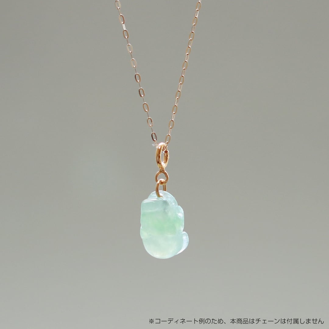 シュウ　翡翠 貔貅チャーム 淡い緑と紫 K10YG ヒキュウ「豼貅」チャーム A貨翡翠 jd_pt1277 | 【MeiNu