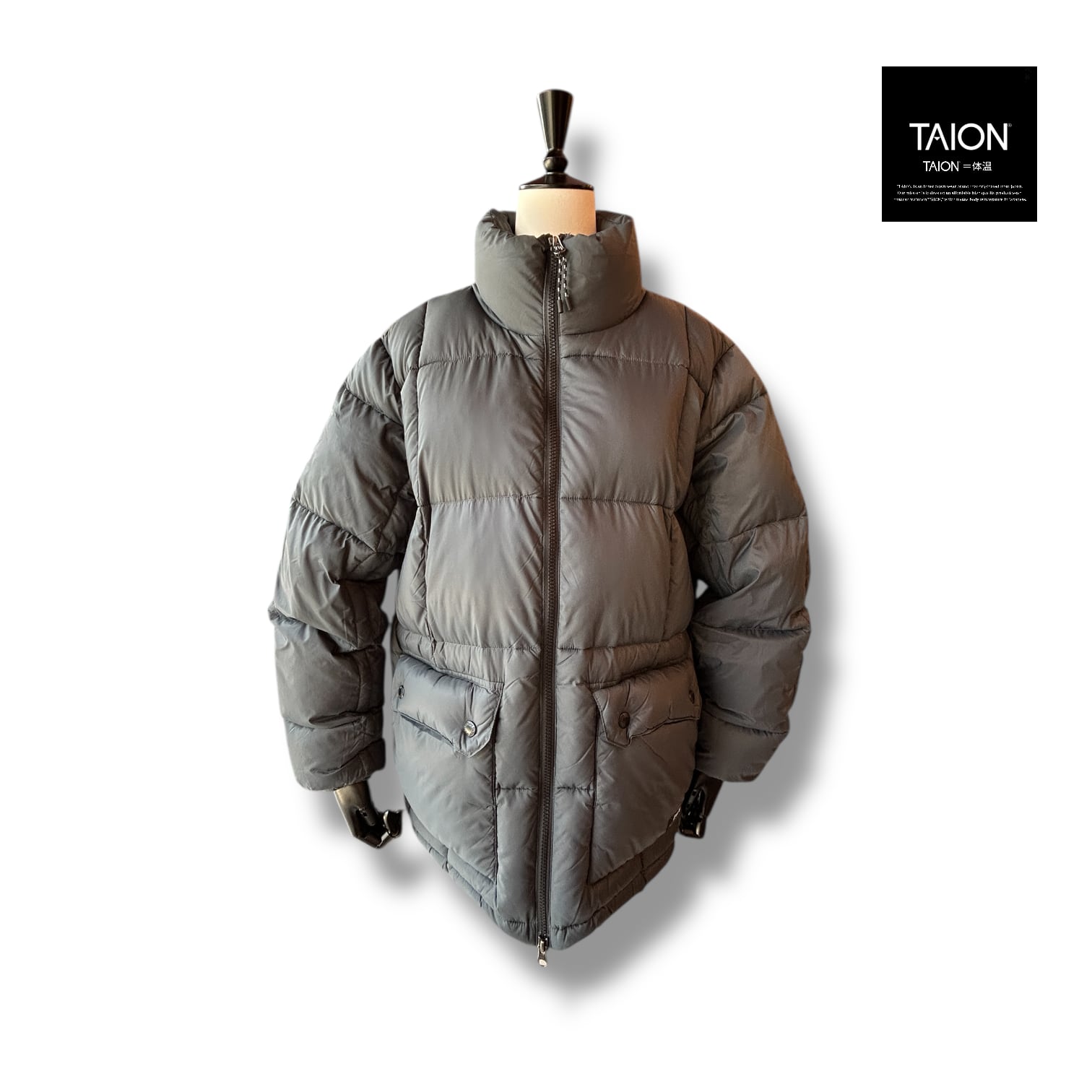 UNISEX”MOUNTAIN PACKABLE VOLUME DOWNJACKET-Dark Grey【TAION