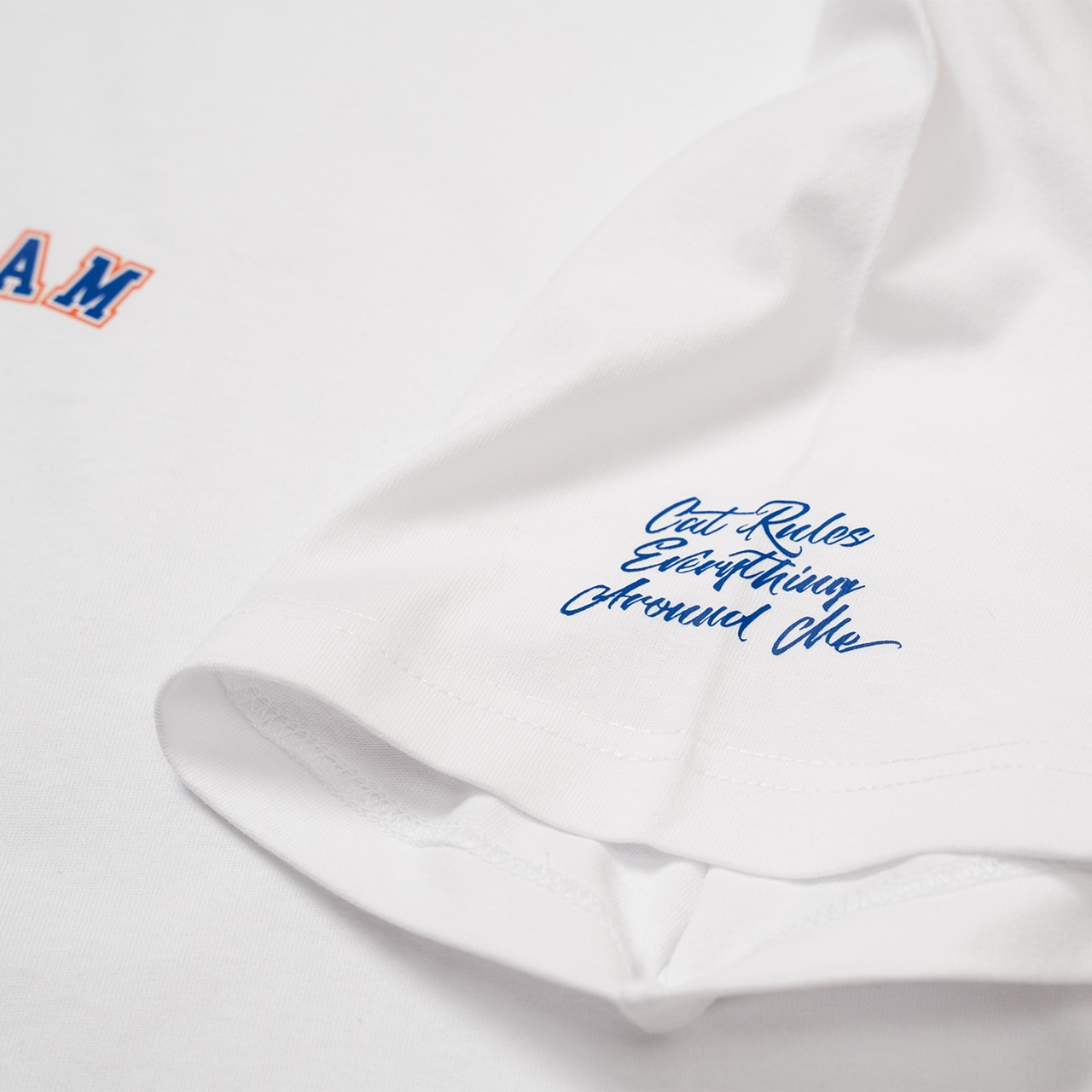 Collage logo T shirts - White body - blue×orange