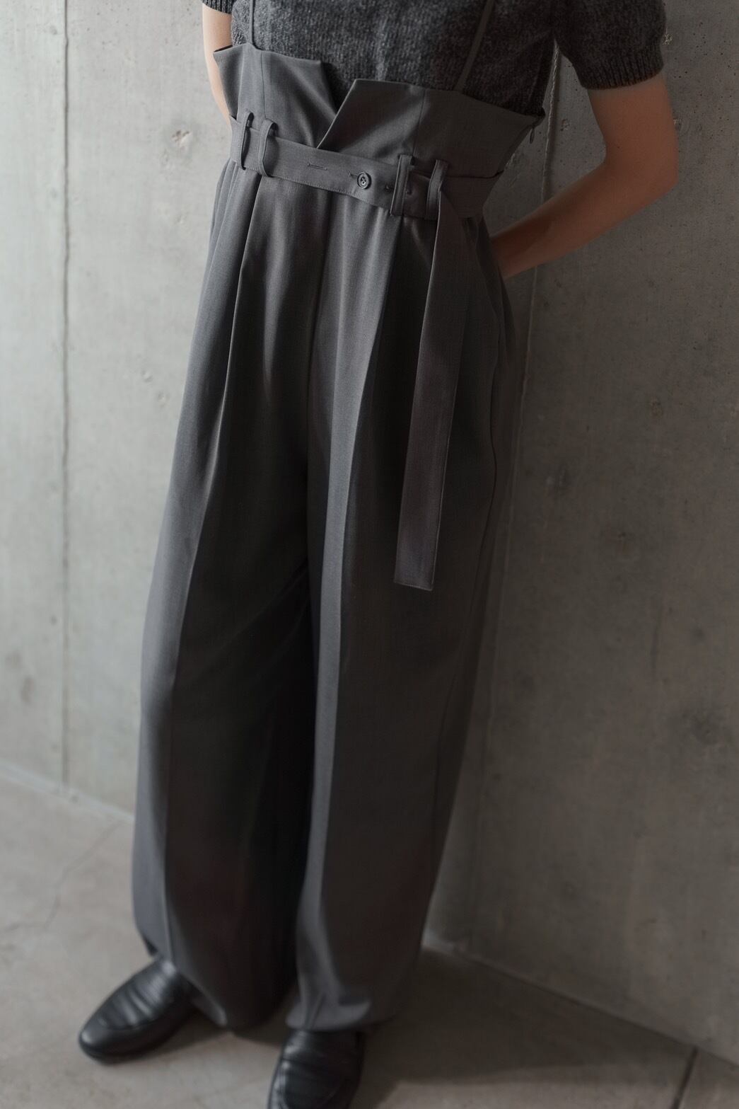 high-waist wide salopette(gray) ご注文より一週間前後で発送 