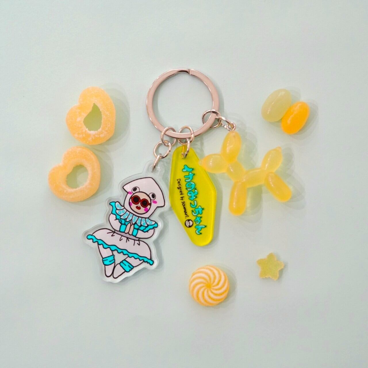 3連犬キーホルダー グミカラー/イエロー | IKAMI's Store