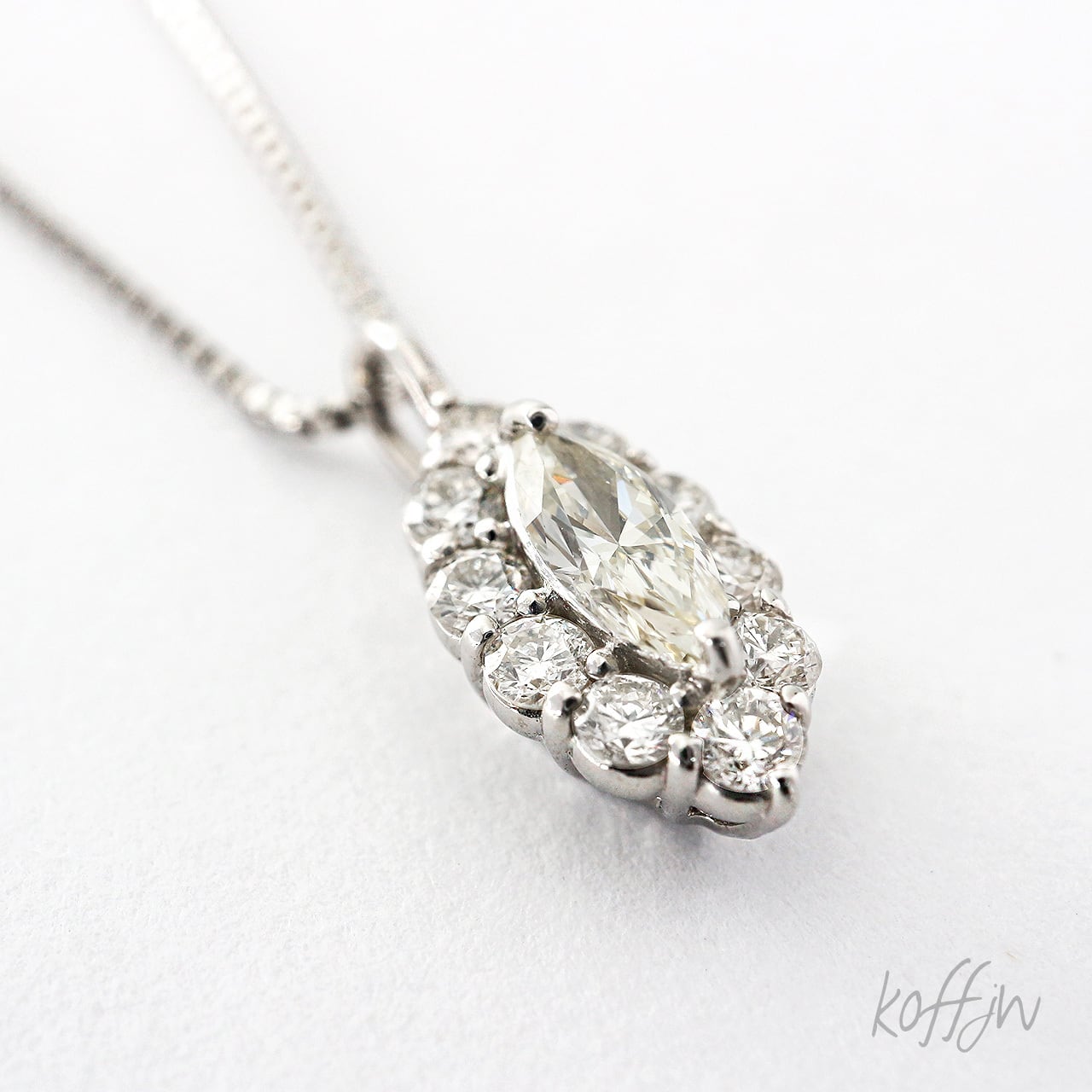 美しい マーキスカット ダイヤモンド ネックレス k18 pt900 0.50ct ...