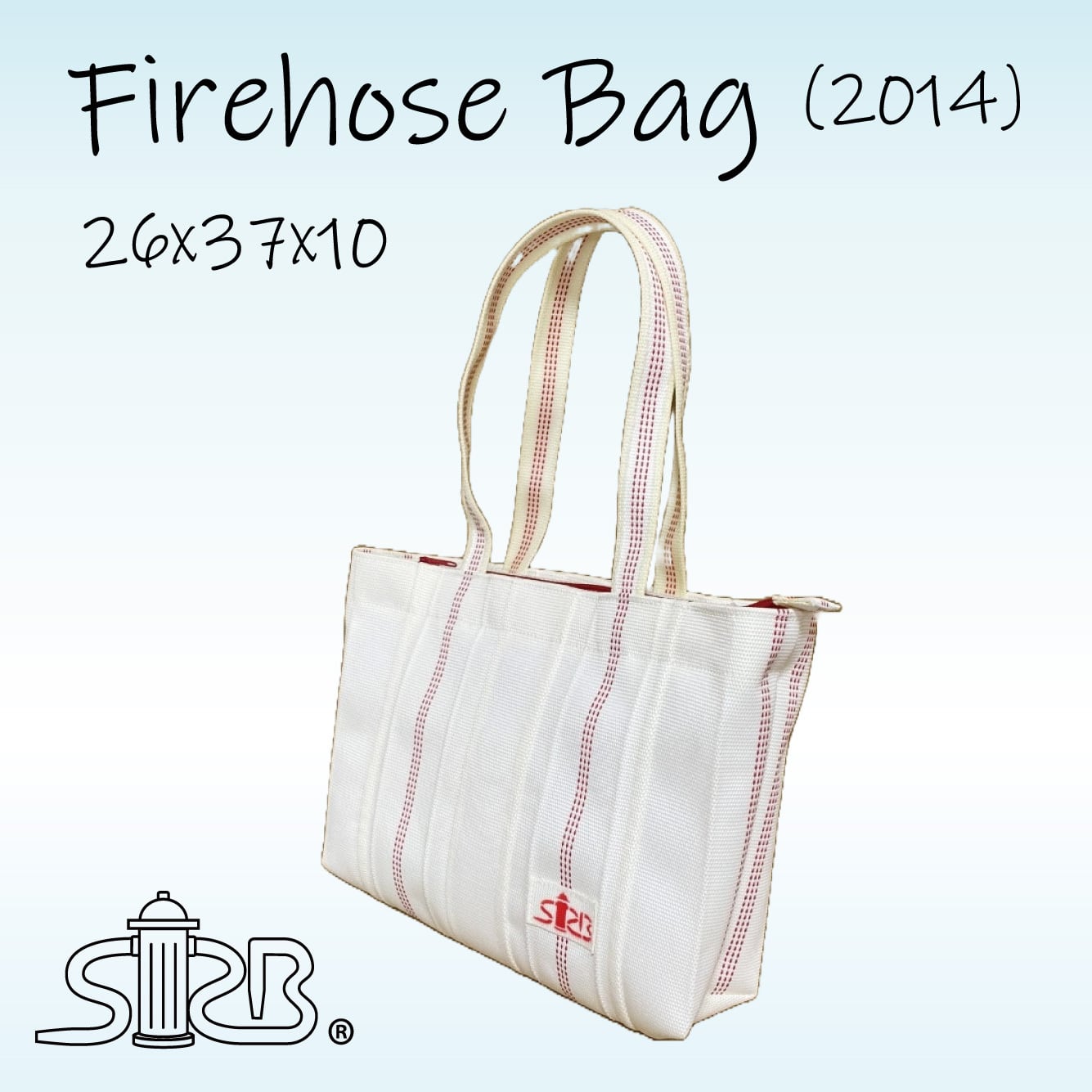 消防ホースバッグ（2014年前後ホース使用/赤3本ステッチ）26×37×10/K