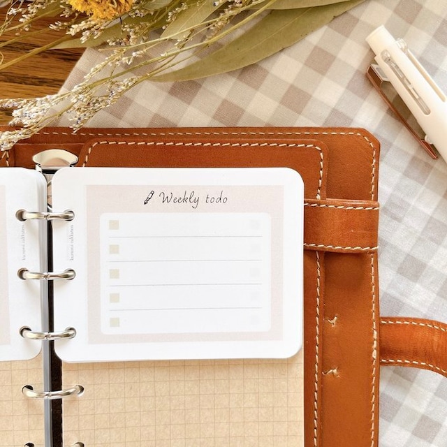 【はんぶんこリフィル上半分用】ミニ6サイズ/ウィークリーtodo