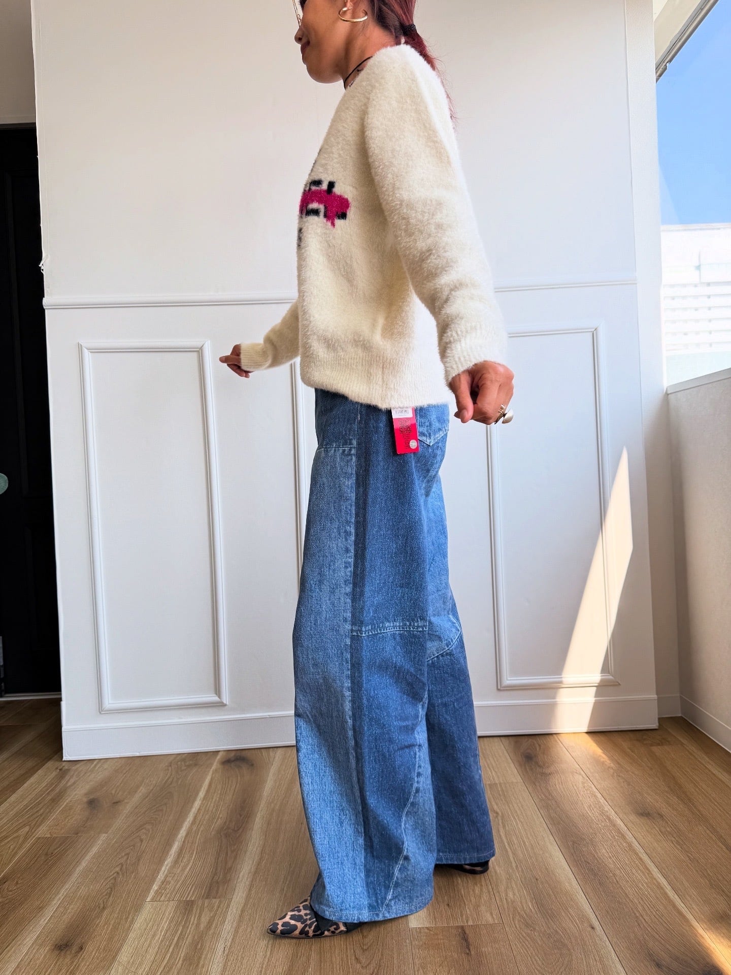 MICALLE MICALLE デニム ナイロン 切り替え ライン パンツ 9696eb5cdae4d38bb4da2b4516467e