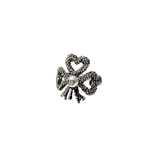GUCCI silver heart ribbon ring