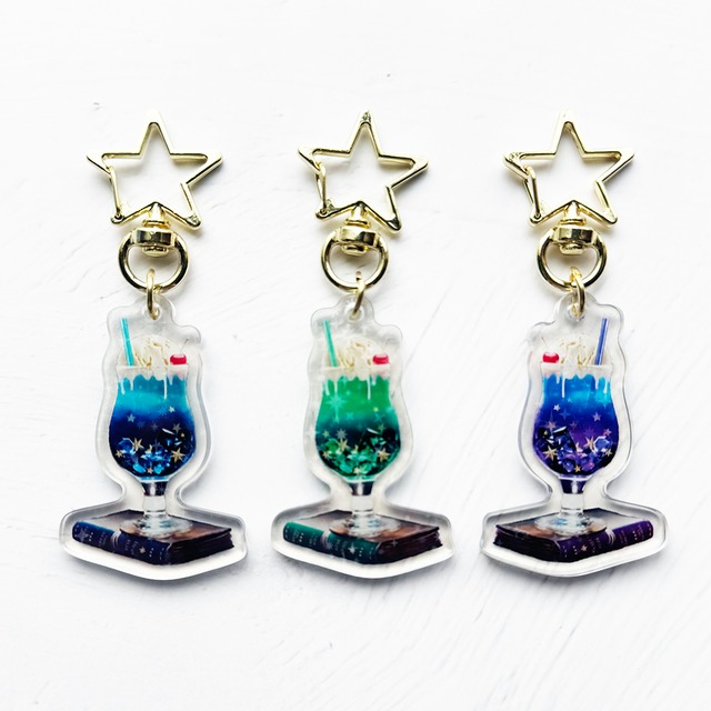 星空のクリームソーダ ホログラム加工 アクリルキーホルダー