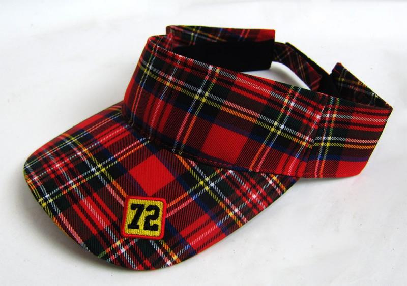 【マークアンドロナ】カラフル チェック アート ゴルフ サンバイザー 赤×青 サンバイザー タータンチェック×RED | HALYRUID -ハリールイド-