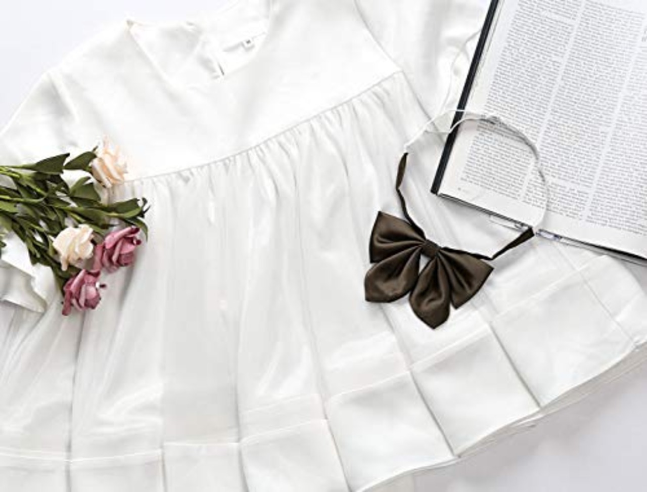 Allegra K スクールリボン タイ 制服 リボン ボウタイ 蝶ネクタイ 蝶結び 調節可能 無地 女子 ブラウン 9 x 13 cm