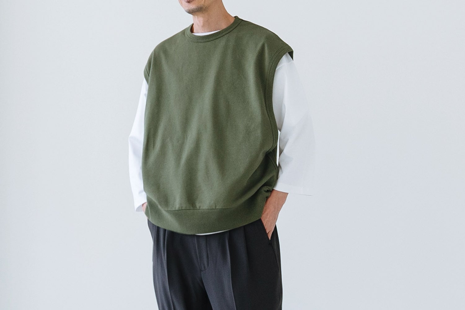 DRY TOUCH LIGHT FRENCH TERRY - SLEEVELESS PULLOVER : ドライタッチライト裏毛 - スリーブレスプルオーバー【日本製】