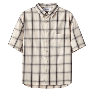 シャドーチェック柄半袖シャツ　0736