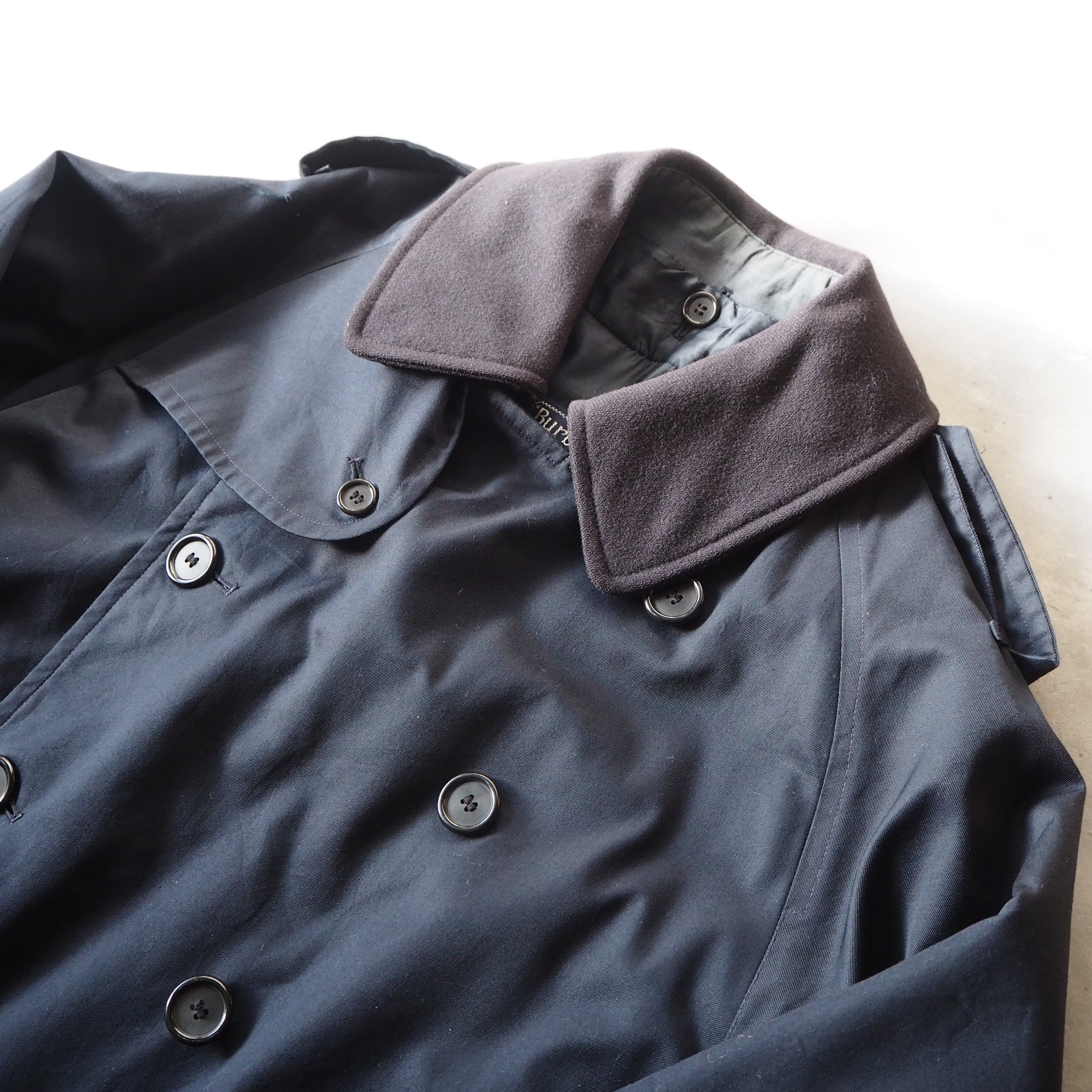 80s “Burberrys” 一枚袖 trench coat with liner navy color made in